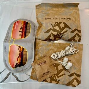 🏝️ 2 Hawaiian Air amenity kits eye mask ear plugs buds NIP HA travel